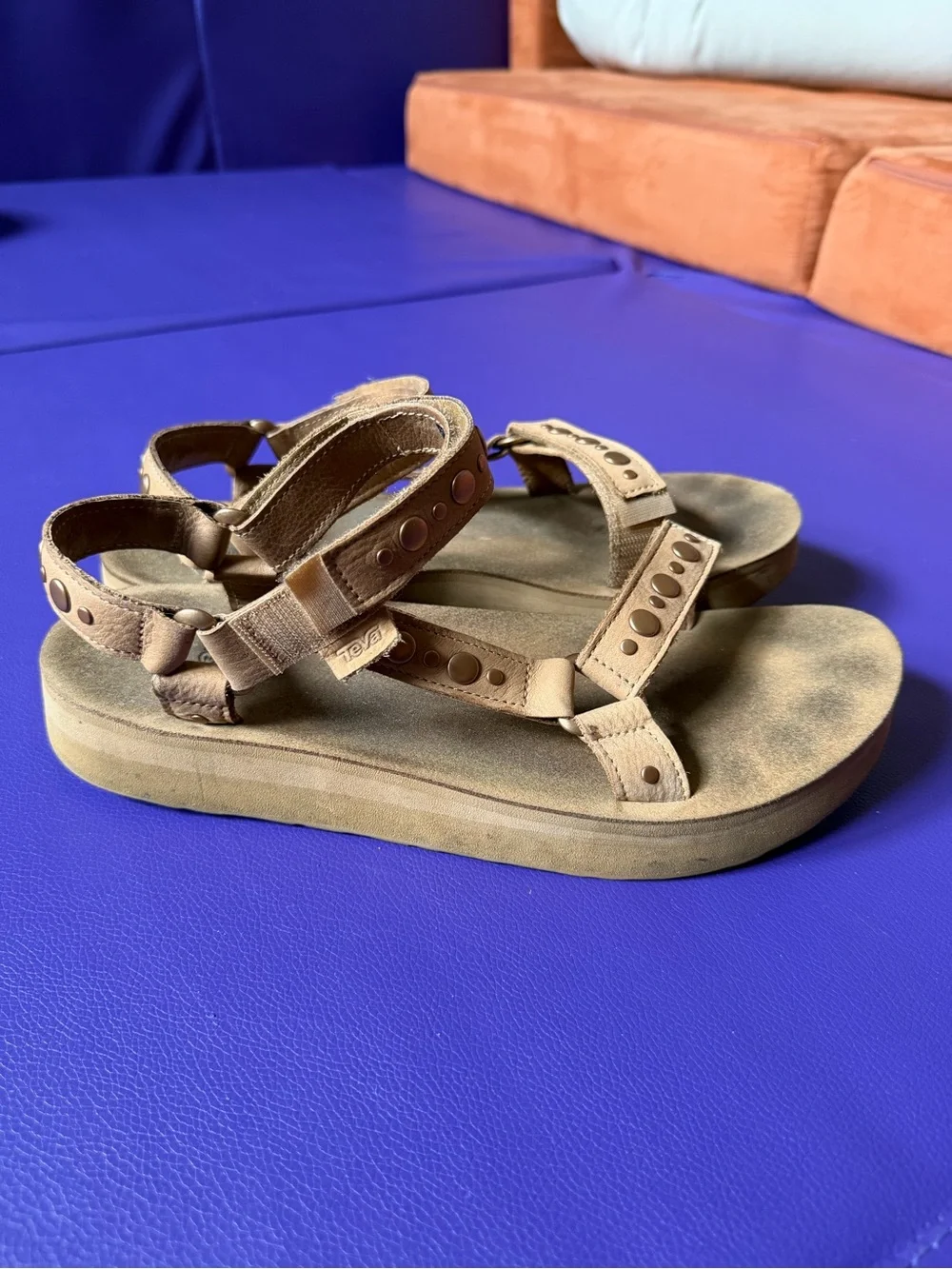 TEVA Tan Studded Midform Platform Sandals